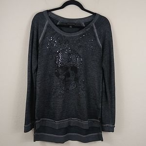 Rock & Republic Women's L/S Skull Top Sz M